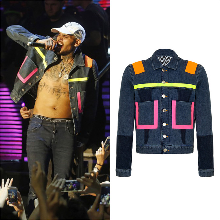 マカオのライブで「クリス・ブラウン」が新作2015A/W「ハウスオブホランド」のデニムジャケットを着用