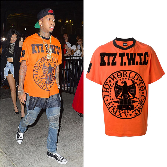 ラッパー「Tyga」、私服で「KTZ」のオーバーサイズTシャツを着用