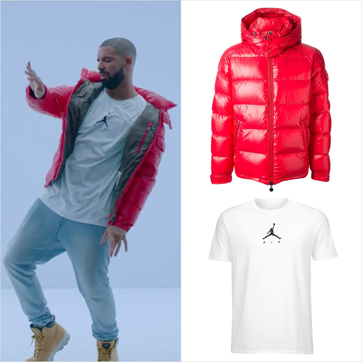 Drake - Hotline Bling wear Jprdan T shirts &  Moncler Jacket